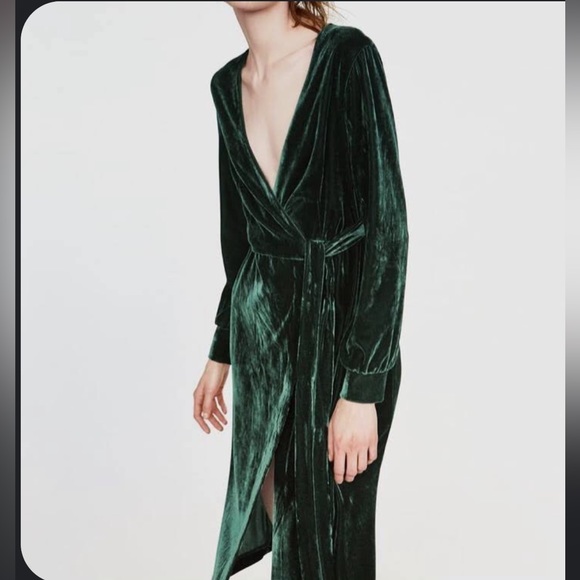 Zara Dresses Zara Velvet Wrap Dress Poshmark